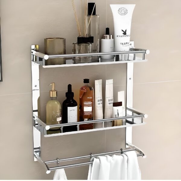 Dual Wall Shelves Bathroom Storage Steel